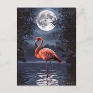 Carte Postale Pleine lune spectaculaire Flamant rose