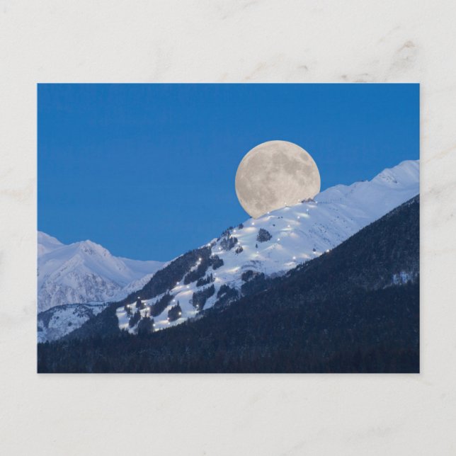 Carte Postale Pleine lune Sur Alyeska Station De Ski, Alaska (Devant)