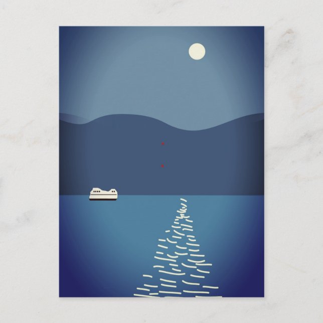 Carte postale Pleine lune sur le paysage de la riv (Devant)