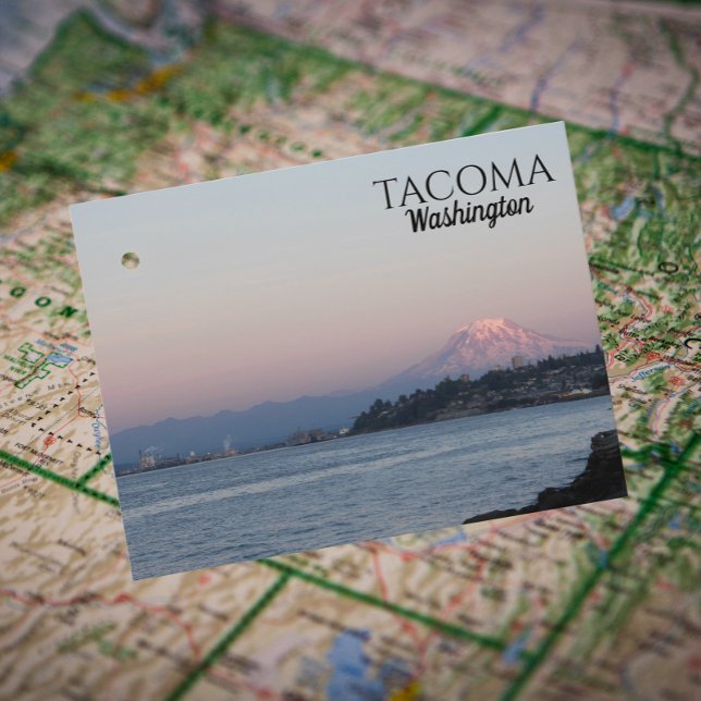 Carte Postale Pleine lune sur Tacoma, Washington Travel (In Situ Map)