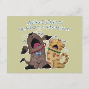 Carte Postale Pleurer sur un chien et un chat - Quelle honte de 
