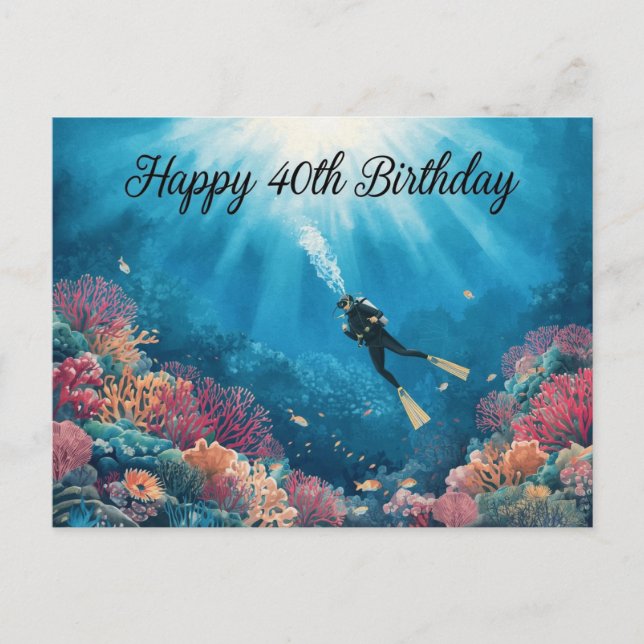 Carte Postale Plongée en apnée 40e anniversaire sous l'eau (Devant)