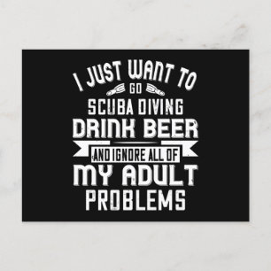 Carte Postale Plongée - Je Veux Juste Aller Plongée Sous-Marine