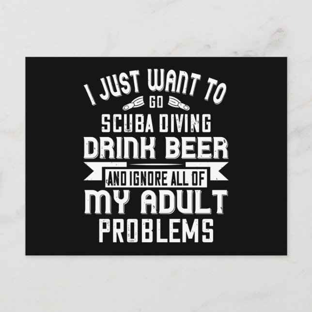 Carte Postale Plongée - Je Veux Juste Aller Plongée Sous-Marine (Devant)