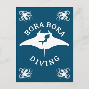 Carte Postale Plongée Sous-Marine Avec Raies Manta À Bora Bora