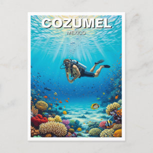 Carte Postale Plongeur à Cozumel Mexique Voyage