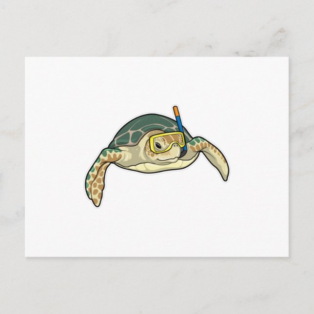 Carte Postale Plongeur en apnée avec tortue (Devant)