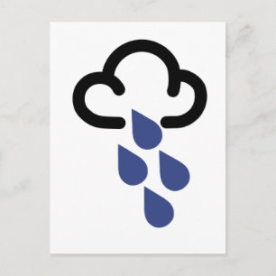 Carte Postale Pluie abondante : Symbole des prévisions météo rét