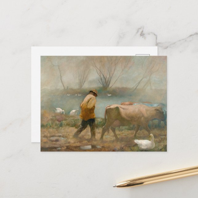 Carte Postale Pluie d'avril par Newell Convers Wyeth (Devant/Arrière en situation)