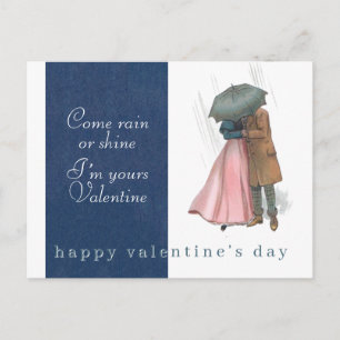 Carte Postale Pluie ou brillance Valentine Vintage Couple parapl