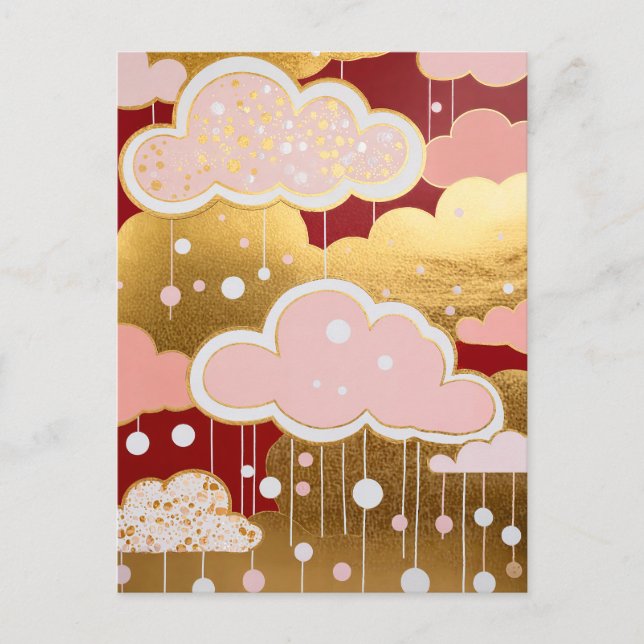 Carte Postale Pluie Rouge Dorée (Devant)