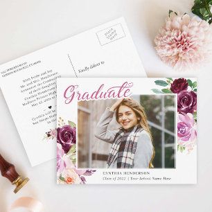 Carte Postale Plum Purple Floral Photo Faire-part