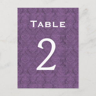 Carte Postale Plum Purple Mariage damassé Numéro de tableau 2 C2