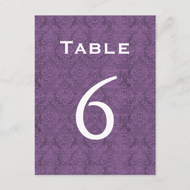 Carte Postale Plum Purple Mariage damassé Numéro de tableau 6 C2 (Devant)