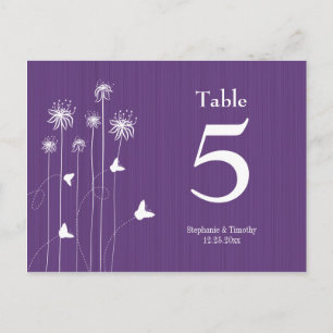 Carte Postale Plum violet papillon fleuri mariage numéro de tabl
