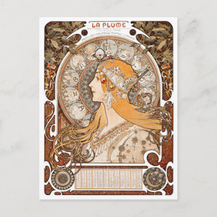 Carte Postale Plume Zodiac Woman par Alphonse Mucha - Art Nouvea
