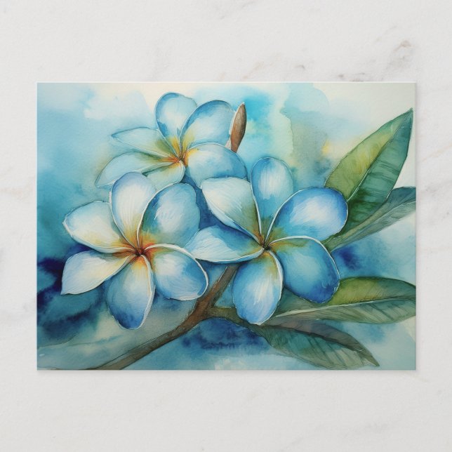 Carte Postale Plumeria bleue hawaïenne (Devant)