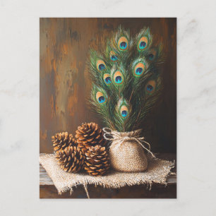 Carte Postale Plumes de paon à vie fixe Pinecones