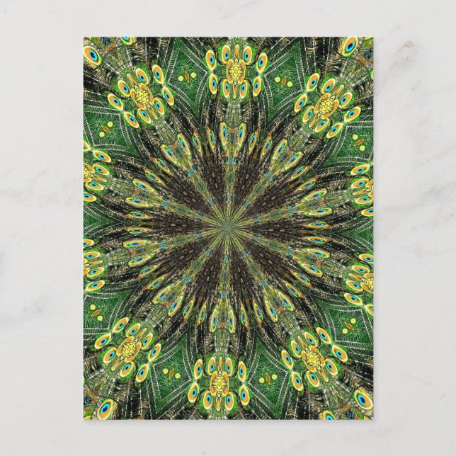 Carte Postale Plumes de paon Kaleidoscope 2 (Devant)