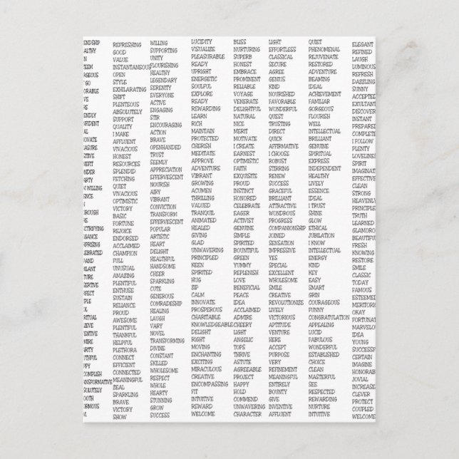 Carte Postale Plus de 600 mots positifs ! (Devant)