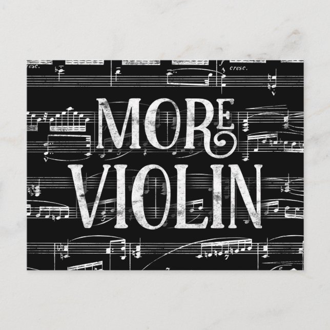 Carte Postale Plus de craie de violon - Musique noir et blanc (Devant)