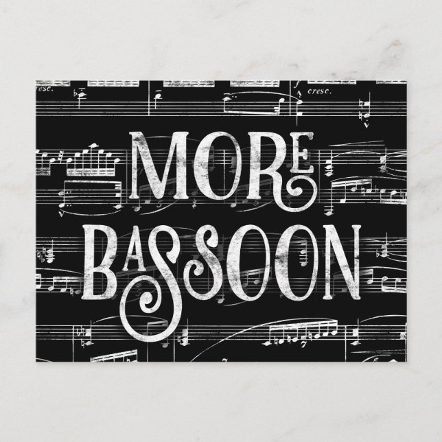 Carte Postale Plus de tableau noir Basson - Musique Noir Blanc (Devant)