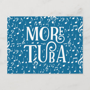 Carte Postale Plus de Tuba - Musique Bleue Blanche