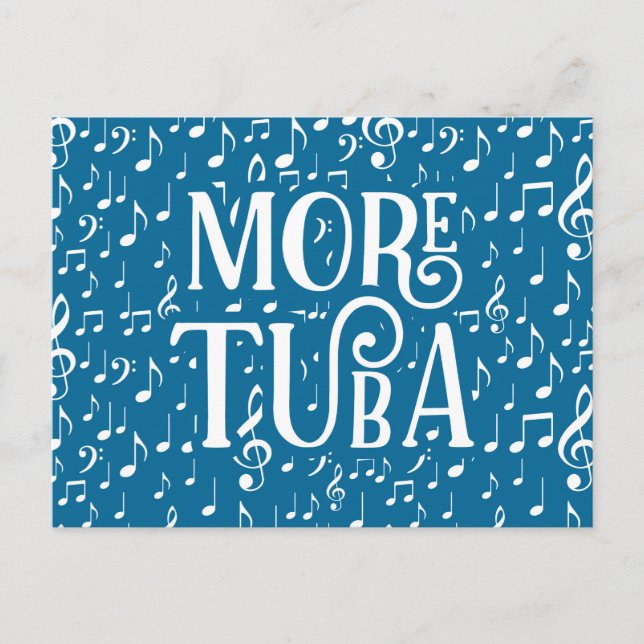 Carte Postale Plus de Tuba - Musique Bleue Blanche (Devant)