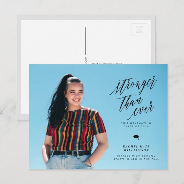 Carte Postale Plus forte que jamais Faire-part de diplôme (Devant / Derrière)