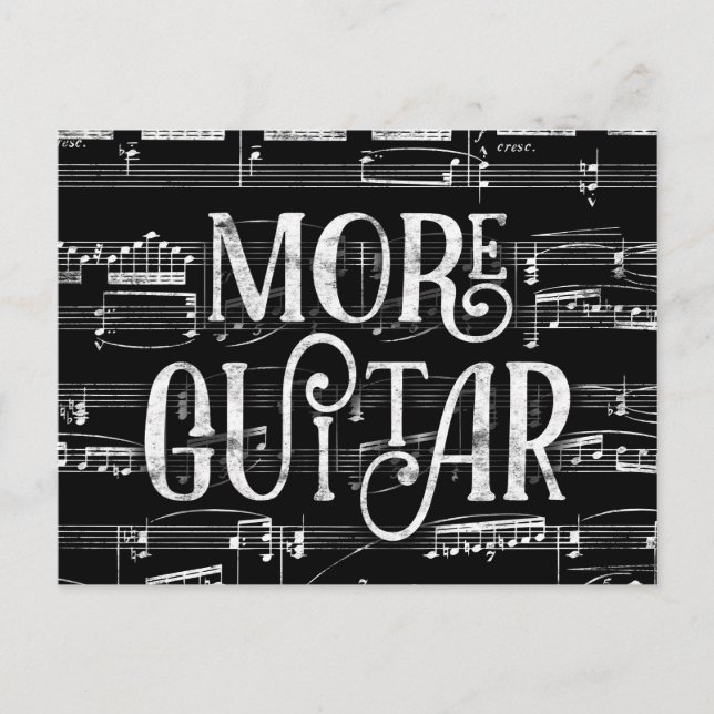 Carte Postale Plus Guitare Chalkboard - Black White Music (Devant)