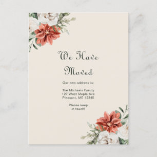 Carte Postale Plutôt Orange Floral et Verdure Nous avons déménag