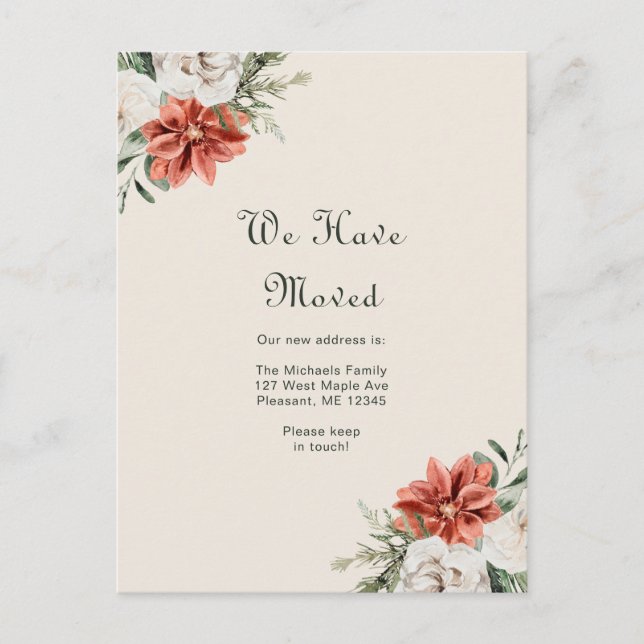 Carte Postale Plutôt Orange Floral et Verdure Nous avons déménag (Devant)