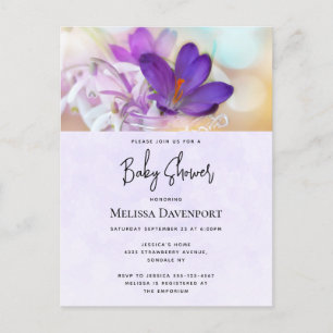 Carte Postale Plutôt Violet Baby shower Crocus de printemps Invi