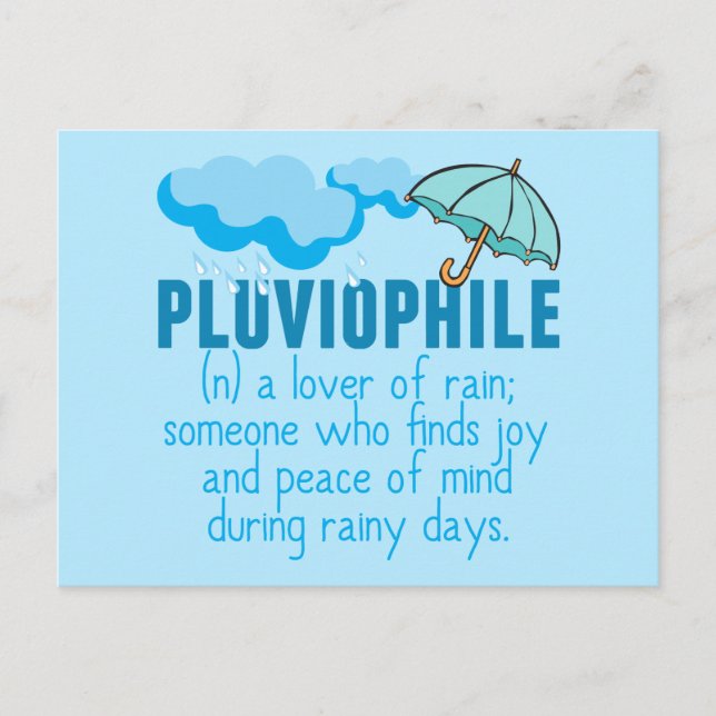Carte Postale Pluviophile Pluie Lover Pretty Blue Umrella (Devant)