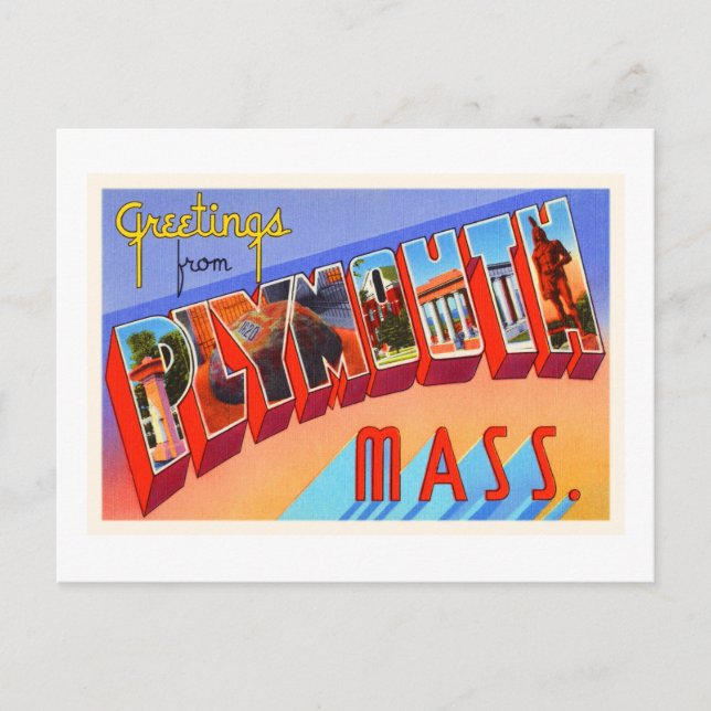 Carte Postale Plymouth Massachusetts MA Vintage voyage Souvenir (Devant)