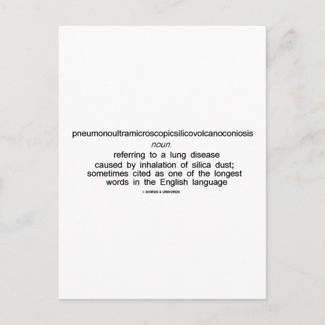 Carte Postale Pneumonoultramicroscopicsilicovolcanoconiose (Devant)