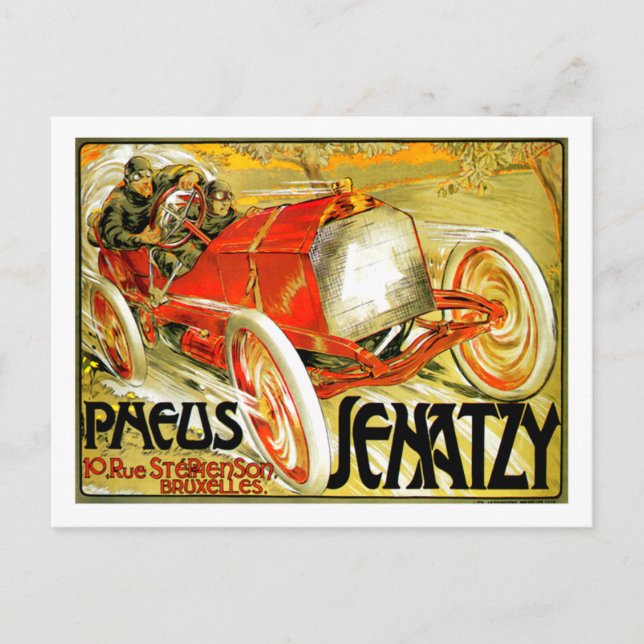 Carte Postale Pneus pneus ~ Senatzy Car Race Brussels Poster (Devant)