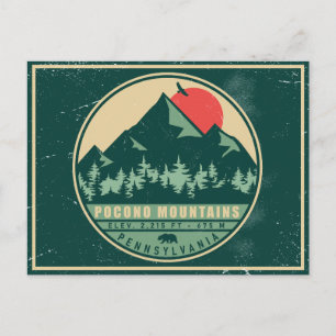 Carte Postale Poconos PA Retro Sunset Souvenir Vintage Cadeau