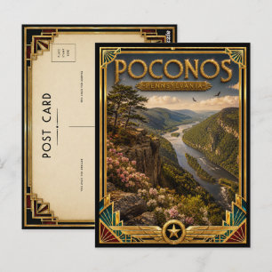 Carte Postale Poconos Pennsylvanie Art Déco Vintage Âge d'Or