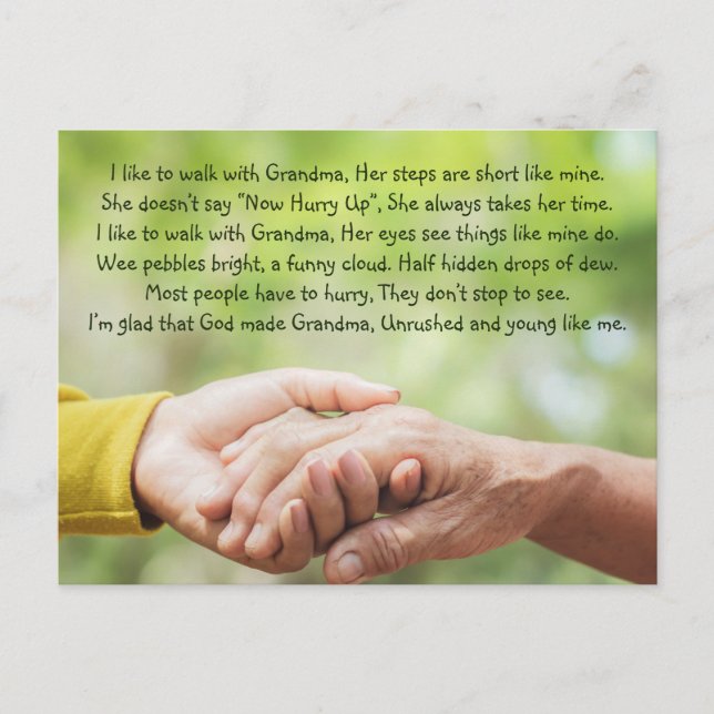 Carte Postale Poem Grandmother Grandma Grandchild Inspirational (Devant)