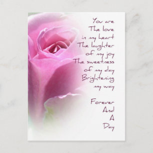 Carte postale Poem Rose pour toujours et un jour