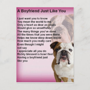 Carte Postale Poème Bulldog Boyfriend