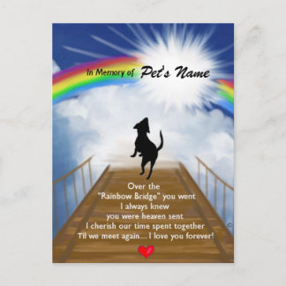 Carte Postale Poème commémoratif de Rainbow Bridge pour chiens