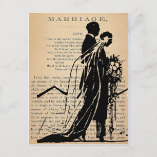 Carte Postale Poème de mariage par Longfellow Bride Groom Silhou