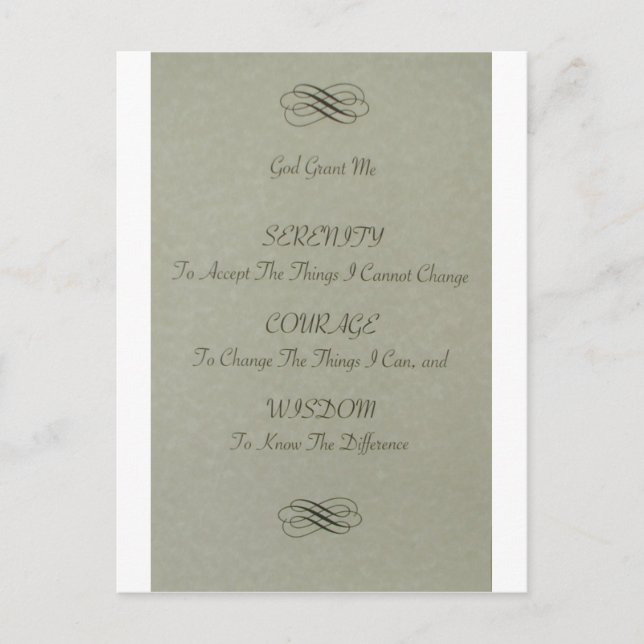 Carte Postale Poème de prière Sérénité (Devant)