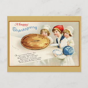 Carte Postale Poème de Thanksgiving vintage mignon drôle de tart