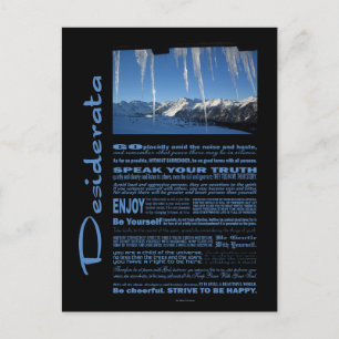 Carte Postale Poème Desiderata Dix Sous Zéro