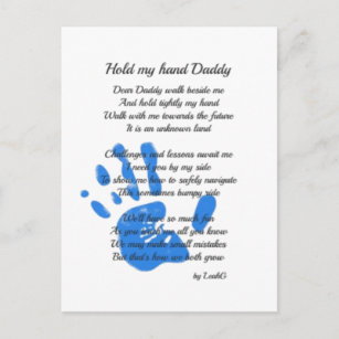 Carte Postale Poème fête des pères - Tenez ma main empreinte pap