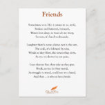 Carte Postale Poème Friends<br><div class="desc">La vie fait mal. Des amis nous font passer. Soyez un ami.</div>