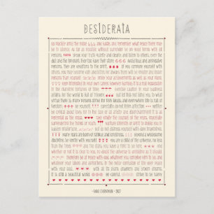 Carte Postale Poème Inspirateur Desiderata